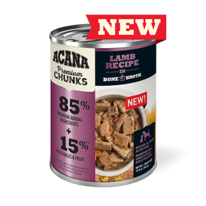 ACANA Premium Chunks Lamb Canned Dog Food 12.8oz 12 Case acana, dog food, dog, canned, wet, premium chunks, lamb