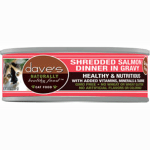 Dave's Naturally Healthy Shredded Salmon in Gravy Canned Cat Food 5.5oz 24 Case Dave's, daves, pet food, Naturally Healthy, shredded salmon, salmon, gravy, Canned, Cat Food, gf, grain free
