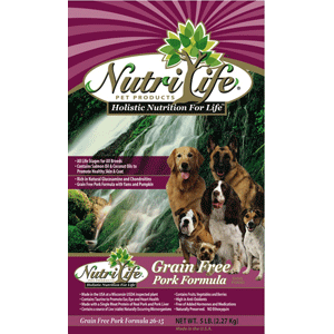 Nutri Life Grain Free Pork Dog Food nutri life, grain free, pork, grain free pork, dog, dog food