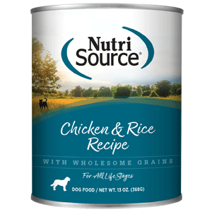 NutriSource Chicken &amp; Rice Canned Dog Food 12/13 oz Case nutrisource, nutri source, canned, chicken and rice, chicken &amp; rice, chicken, dog food, dog