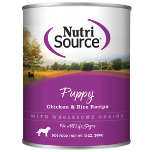 NutriSource Chicken & Rice Large Breed Puppy Canned Dog Food 12/13 oz Case nutrisource, nutri source, canned, chicken and rice, chicken & rice, chicken, dog food, dog, puppy, large