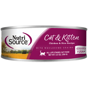 NutriSource Chicken &amp; Rice Canned Cat Food 12/5 oz Case nutrisource, nutri source, chicken, canned, Cat food, canned, rice 