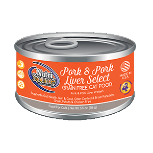 NutriSource Grain Free Pork & Pork Liver Select Canned Cat Food 12/5.5 oz Case nutrisource, nutri source, canned, Cat food, grain free, gf, pork, pork liver, select