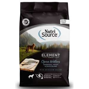NutriSource Elements - Open Waters Dog Food nutrisource, nutri source, Dry, dog food, dog, Open Waters, Haddock, Trout, Duck, Elements