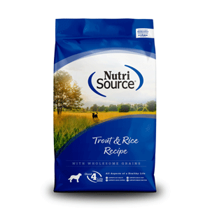 NutriSource Trout & Rice Dog Food nutrisource, nutri source, adult, trout, trout and rice, trout &amp; rice, rice, Dry, dog food, dog