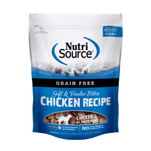 NutriSource Grain Free Chicken Bites Dog Treats 6oz nutrisource, nutri source, chicken, dog treats, chicken Bites, gf, grain free