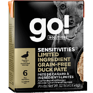 Petcurean Go! Sensitivities Limited Ingredient Duck Pate Tetra Pack Dog Food 12.5oz 12 Case Petcurean, gf,  Grain Free, Dog Food, dog, Go, Sensitivities, Limited, Ingredient, Tetra Pack, Duck pate