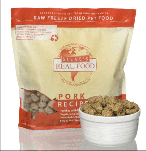 Steve's Real Freeze Dried Pork Cat & Dog Food 1.25lb steves, steve's, real, dog food, cat food, cat, dog, fd, freeze dried, pork