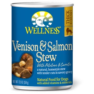 Wellness Venison &amp; Salmon Stew Canned Dog Food 12/12.5 oz Case wellness, venison &amp; salmon, stew, venison and salmon, canned, dog food, dog
